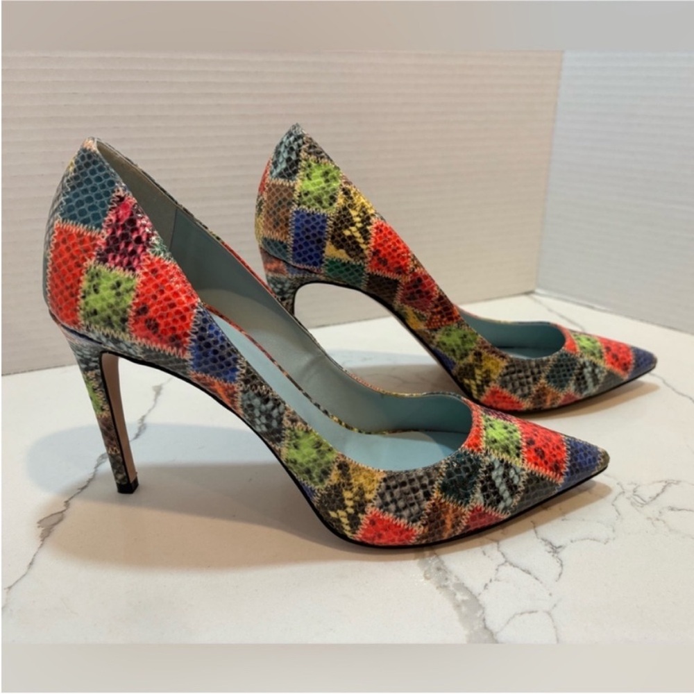 Aera Olivia Pump Snake Multicolor Patchwork Heels… - image 6